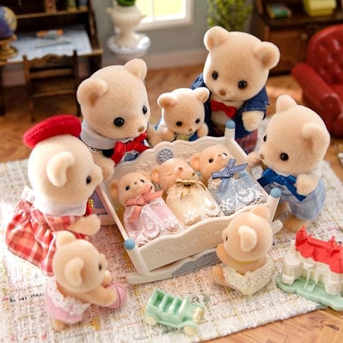 EPOCH Sylvanian Families FS-63 Biscuit Bear Triplets Healthy Set Dolls, Safety Toy Mark Certified, Toy for Ages 3 Years and Up, Dollhouse thumbnail 6