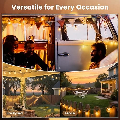 RTTY Outdoor String Lights 50ft, G40 Led Patio Globe Lights with 26pcs Plastic Bulbs, Shatterproof Waterproof Connectable Hanging for Porch Cafe Bistro Backyard Gazebo Balcony Deck Party thumbnail 7