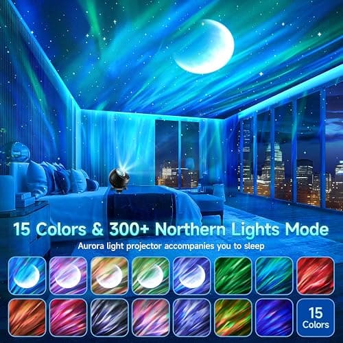 Northern Galaxy Light Projector, 300+Modes & 5 Films Star Projector, 15 White Noise & Bluetooth Northern Lights Projector,Moon Aurora Light Projector, Teen Girl Gifts Trendy Stuff, Bedroom Decor thumbnail 5