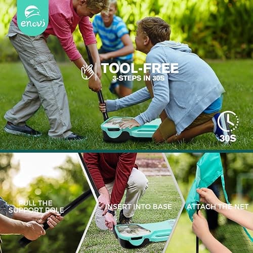 ENOVI EasyGo Badminton Set, with Net, 4 Racket, 4 Birdies, Portable Storage Box, for Backyards, Outdoor Games, Yard Games thumbnail 8