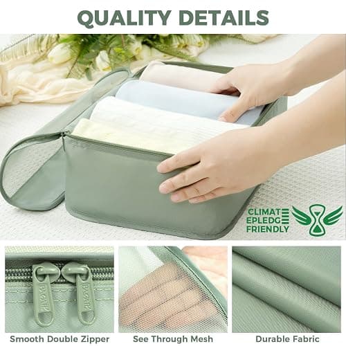 BAGAIL 9 Set Packing Cubes with Packing List Luggage Packing Organizers for Travel Accessories (Matcha Green) thumbnail 7
