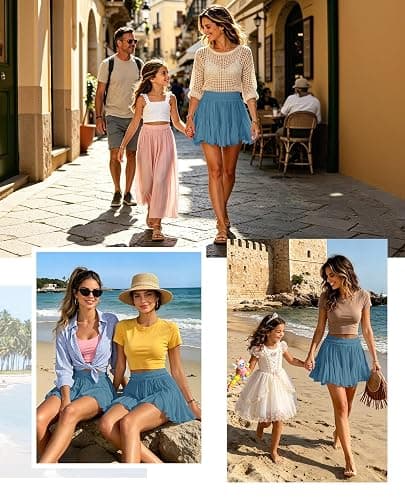 Women's Flowy Shorts Casual Linen Boho Ruffle Mini Skirts Pleated High Waist Cute Butterfly Skorts with Pockets Summer Trendy thumbnail 4
