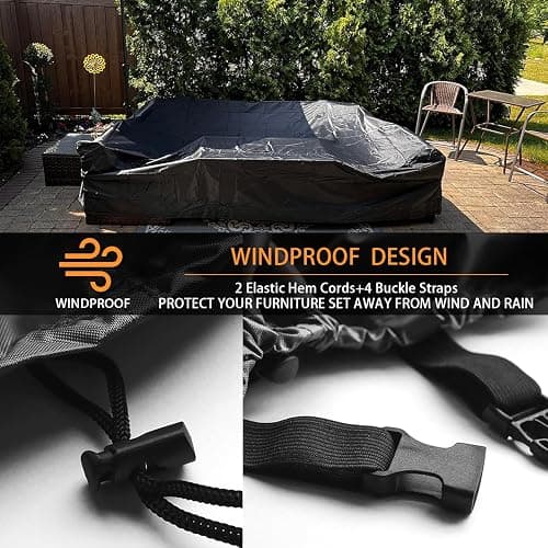 CKCLUU Heavy Duty Patio Furniture Cover - All-Weather Protection, Perfect Fit, Durable Tear-Resistant, Windproof Stay-in-Place, Easy Install for Outdoor Sectional/Table Chair Sets 128"x83"x28" thumbnail 4