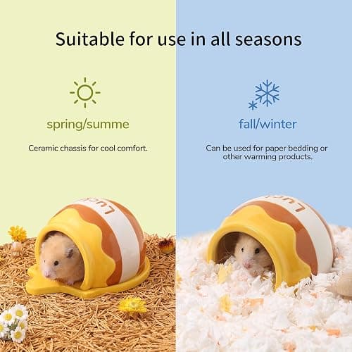 Tafit Honey Shaped Ceramic Hamster Hideout - Small Pet Habitat Decor for Syrian & Dwarf Hamsters, Gerbils, Mice, Rats, Toads thumbnail 2