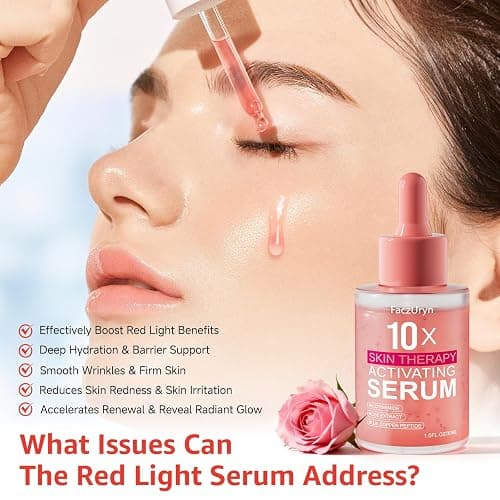 Red Light Therapy Serum, Red Light Therapy Activation Serums Amplify Effects & Reduce Wrinkles with Hydrating, Vitamin E Redlight Serum for Face, Rose Extract Facial Serums for Women, 1.0 FL.OZ thumbnail 6