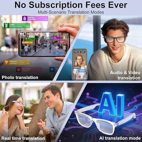 Giwbeiv AI Smart Glasses for Men and Women with Chat GPT, Bluetooth Translation Glasses with 164 Languages and Color-Change Lens, Music Playback, Hands-Free Calls, UV & Blue Light Protection thumbnail 4