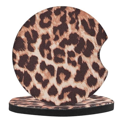 4 Pack Car Coasters, 2.75inch Leopard Print Cup Holder Coasters for Car, Neoprene Cup Pad Mat Coaster for Cup Holders for Women thumbnail 3