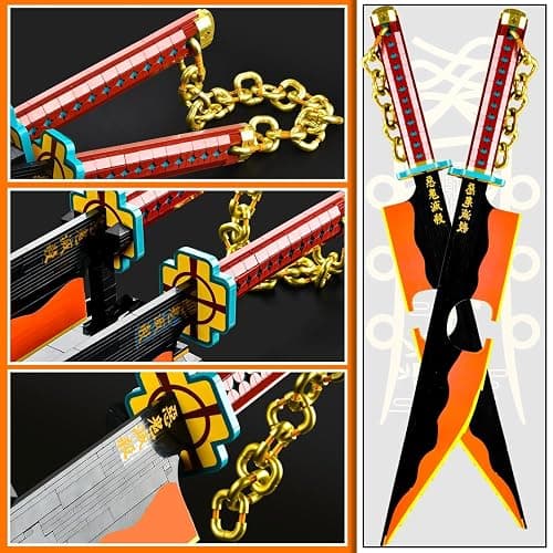 SATHIBI 82.6in Demon Swords Building Set,Tengen Uzui Sword Building Block with Stand Model Kits Katana Toy,Creative Gifts for Swords Fan Adults 14+ (1478 PCS) thumbnail 5
