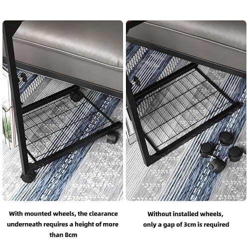 Shinoske Adjustable C Table - C Shaped Side Table with Wheels for Living Room and Bedroom,with Storage Mesh Basket,Slide Under Sofa or Use as Laptop,Black Willow thumbnail 6