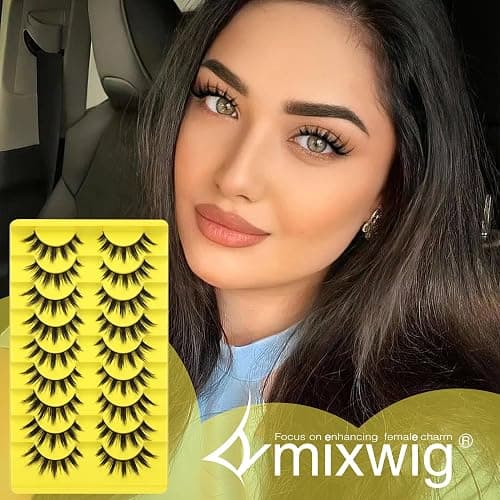 Manga Lashes Cat Eye False Eyelashes Anime Lashes Wispy Spiky Lashes Strip C-curly 8-15MM Fake Eyelashes Lashes Natural Look 9 Pairs by Lvmixwig thumbnail 5