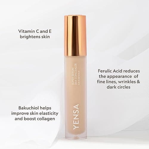 YENSA Super Serum Silk Concealer - Full Coverage Undereye Concealer & Peptides Serum for Face - Enriched with Vitamins C & E, Bakuchiol & Superfoods to Boost Radiance - Fair 1 (0.2 Fl oz) thumbnail 7