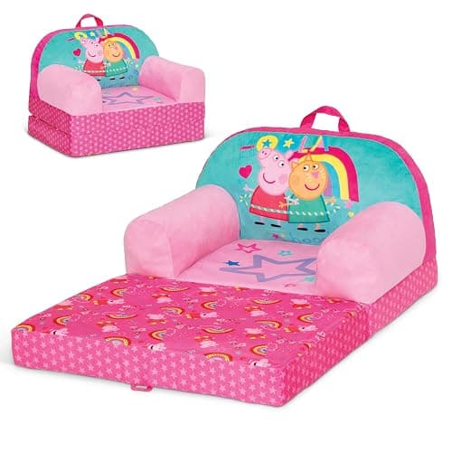 Delta Children - Peppa Pig Cozee Buddy Flip-Out Kids Chair - Greenguard Gold Certified, Pink - Image 1