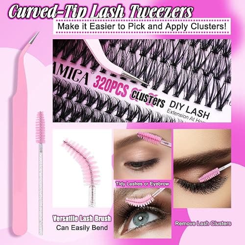 Yawamica DIY Lash Extension Kit 320pcs Individual Lashes Cluster, 9-16mm Mix 30D 40D Eyelash Clusters Wispy Lash Clusters Kit with Bond and Seal and Remover and Lash Applicator for Beginners thumbnail 7