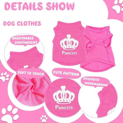 4 Pieces Dog Clothes for Small Dogs Girl Soft Puppy Shirt Cute Chihuahua Teacup Dog Clothes Female Dog Shirts Breathable Pet Clothing Pink Girl Doggie Clothes (XX-Small) thumbnail 5