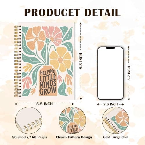 Qabliqo Teachers Gifts Spiral Notebooks, Boho Floral End of Year Teacher Gifts Journal for Writing, Teacher Appreciation Gift Notebook for Note Taking, Teachers Office Supplies, 5.5x8.3 Inch thumbnail 3