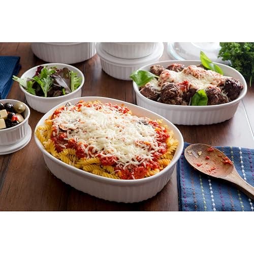 CorningWare French White 20-Pc Ceramic Bakeware Set with Lids Chip and Crack Resistant Stoneware Baking Supplies, Microwave, Dishwasher, Oven, Freezer and Fridge Safe thumbnail 4