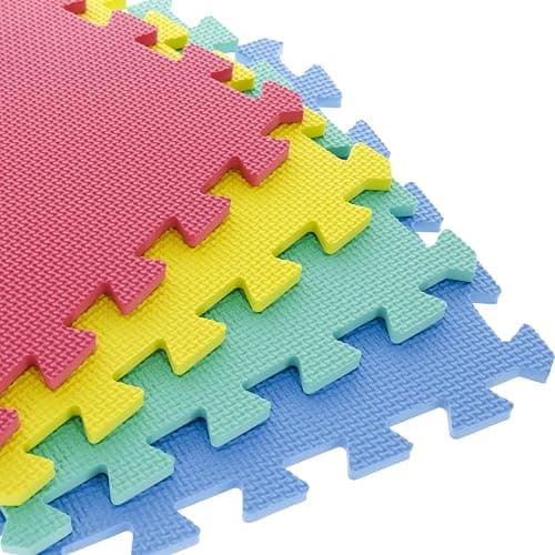 Interlocking Floor Mats - 8-Piece Nontoxic Exercise Mat or Play Mat for Toddlers, Babies or Kids - Foam Padding for Home Gym by Stalwart (Multicolor) thumbnail 7