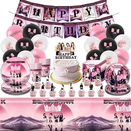 Blackp Geburtstag Deko, 95 Stück Geburtstagsdeko Set, Kindergeburtstag Deko Mit Tischdecke Pappteller Becher Servietten Cake Toppers etc, Geeignet für Kinder Themenparty - Image 1