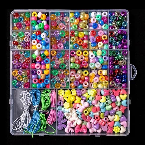nikkiGUO 2500 PCS Pony Beads Jewelry Making Kit – 96 Colors, UV Color Changing & Glow Alphabet Beads, Heart Bow Crystal String, Tools, Gift Box for DIY Bracelets, Necklaces thumbnail 2