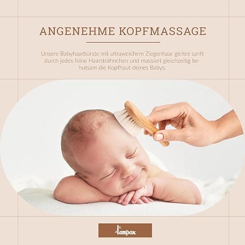 lampox Babyhaarbürste extra weich, Baby Erstausstattung Neugeborene mit weichen Ziegenhaaren, Milchschorf, Baby Haarbürste, Baby Pflegeset, Baby Geschenk, Kopfhautpflege, Kleinkinder, Babyzubehör thumbnail 5