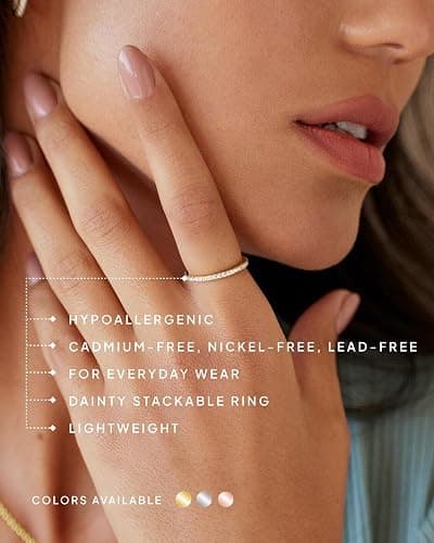 PAVOI 14K Gold Plated Eternity Ring for Women - Silver Sterling Stackable Cubic Zirconia Wedding Bands for Women thumbnail 4
