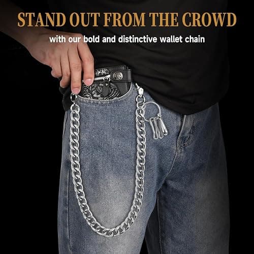 ZEKEE Wallet Chain Punk Jeans Chain Pants Chain Belt Chain Key Chain Hip Hop Goth Accessories for Women Men thumbnail 4