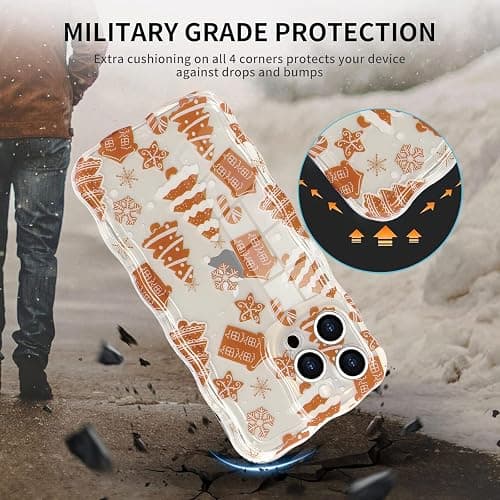 L-FADNUT Christmas Phone Case for iPhone 13 Pro Max Cute Curly Wavy Merry Christmas Pattern Case Clear Xmas Tree Cover for Girls Kids Women Slim TPU Protective Cover for iPhone 13 Pro Max,Candy Cane thumbnail 3