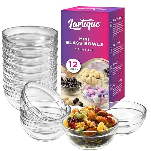 Lartique Mini 3.5 Inch Glass Bowls - Perfect for Prep, Dips, Nuts, or Candy - Set of 12 - Image 1