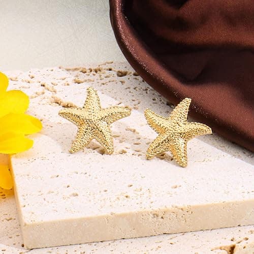 3 Pairs Beach Earrings for Women 14K Gold Statement Earrings Summer Ocean Jewelry Starfish Conch Seashell Stud Earring Set thumbnail 4