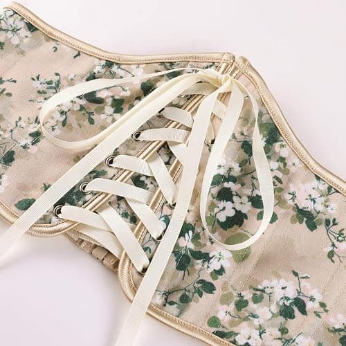 Scarlet Darkness Corset Belt for Women Renaissance Lace up Floral Corsets | Fishbone Support, Underbust Wide Waist Belt, Ren Faire Accessories thumbnail 3