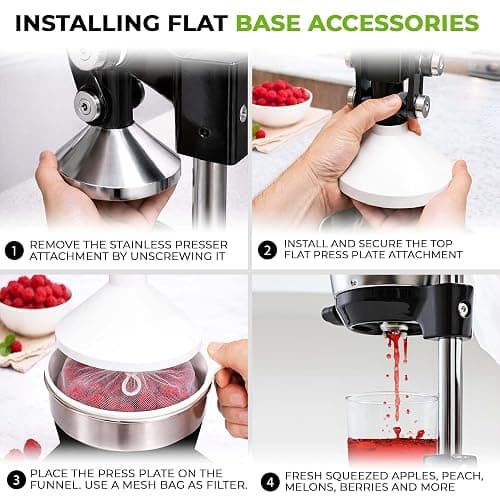 Zulay Kitchen Pulverizer 9 in 1 Cast Iron Juicer - Easy-to-Clean Heavy-Duty Manual Juicer with Presser Attachment to Juice All Types of Fruits! Extra Tall with Stainless Steel Bowl - Black thumbnail 5