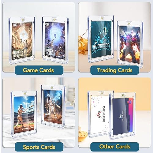 100ct Magnetic Card Holders, Magnetic 35pt One Touch Card Holders, U-V Protection Hard Plastic Display Case for Trading, Sports, Baseball, Football, Game Cards thumbnail 6