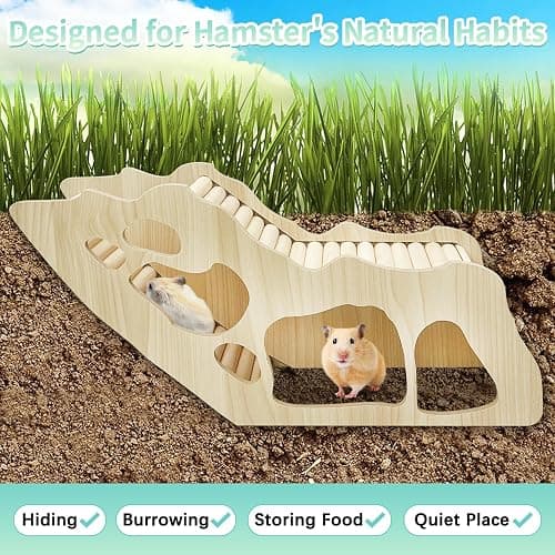 PINVNBY Hamster Climbing Ladder and Tunnel Hideout Wooden Hamster Climbing Toy Cage Decor Accessories for Gerbil Mice or Other Small Animals (Maze Tunnel) thumbnail 6