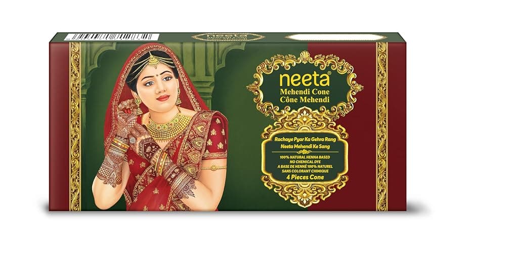 Neeta Mehendi Cone Henna Paste, for Body Art Temporary Tattoo (Pack of 4 Cône Mehendi) Pâte de Henné, pour Tatouage Temporaire Body Art (Pack de 4 Cône Mehendi) Cônes prêts à l'emploi 20g chacun | Ready-to-use henna paste in cone format. thumbnail 2