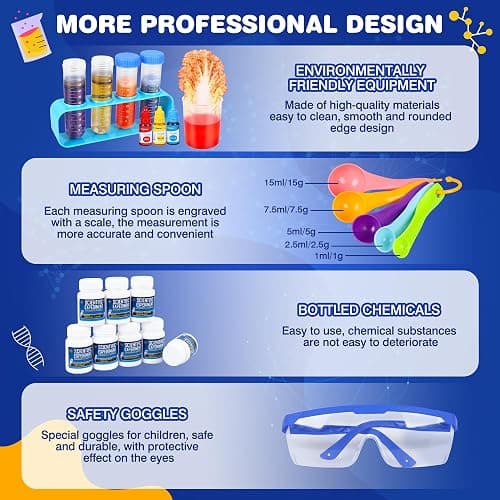Science Kit for Kids,80 Science Lab Experiments,Scientist Costume Role Play STEM Educational Learning Scientific Tools,Birthday Gifts and Toys for 6 7 8 9 Years Old Boys Girls Kids thumbnail 5