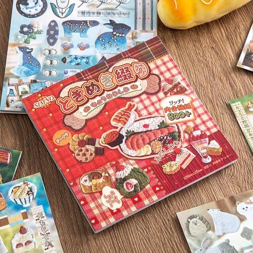 Girl's Japanese Retro Sticker Book, Food and Daily Life Theme - 800+ Cute Old Showa Style Embroidered Stickers, for DIY Scrapbooking Journaling Handbook Decoration thumbnail 2