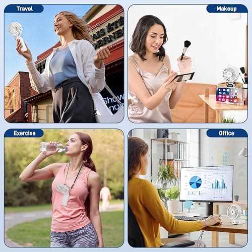 Kssvzz Portable Handheld Fan with Water Mist Spray, Rechargeable Battery Operated Fan with Base, Digital Display, 5 Speeds, 90° Ajustable, Electric Mini Fan for Travel Camping Outdoor (White) thumbnail 8