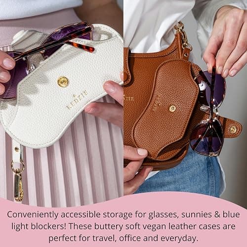 KEDZIE Eclipse Eyewear Case Unisex Vegan Leather Eyeglass Case Pouch with Snap Closure thumbnail 5