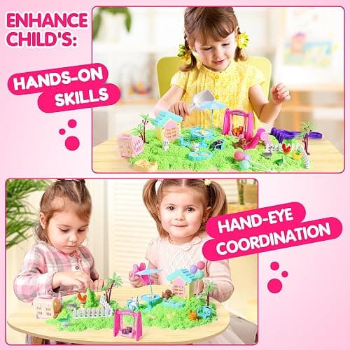 Billeeit Pet Sensory Bin Sand Toy with 2.2lbs Green Magic Sand, Dog ＆ Cat Play Sand Kit for Boys and Girls Including 28pcs Accessories Total, Sand Box Toys Gift for Kids 3+ Indoor Creativity thumbnail 7