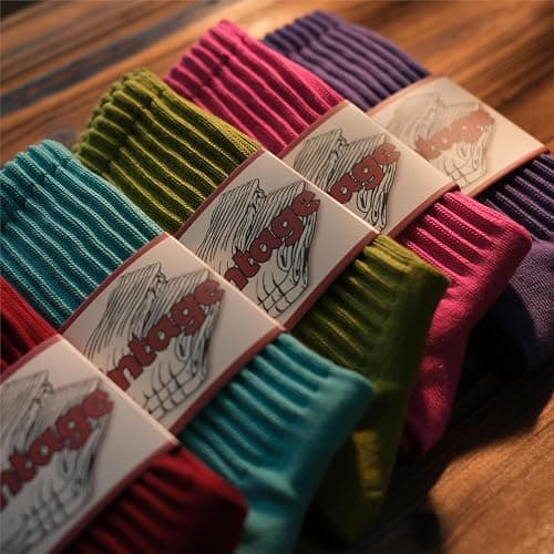 DAUCO 4 Pairs 98% Cotton Socks for Men Women Crew Seamless Fall Slouchy Socks thumbnail 7