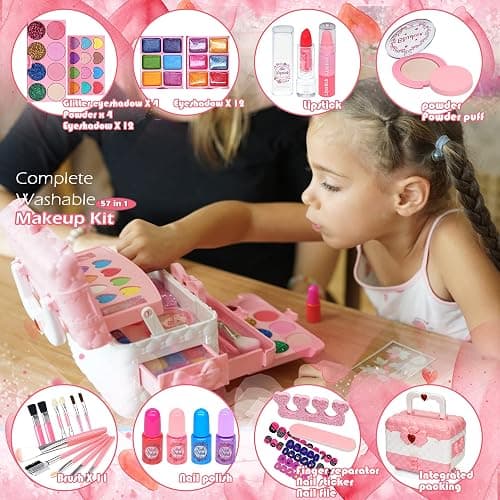 Kids Makeup Sets for Girls - Kids Makeup Sets for Girls 5-8, Maquillaje para Niñas, Play Make Up Kit, Best Toys for Little Girl,Princess Toddler Kid Stuff, Ages3456789 10 Year Old Girl Birthday Gifts thumbnail 3