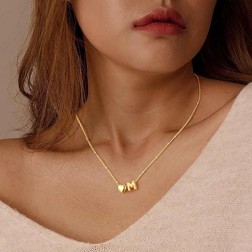 Ursteel Stocking Stuffers for Teen Girls Women - Christmas Gifts for Grandkids, 14K Gold Plated Initial Heart Necklace for Women Trendy, Dainty Letter A-Z Lockets Necklaces Personalized thumbnail 7