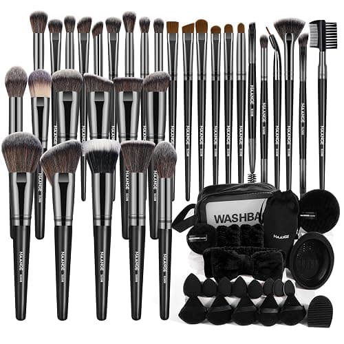 Pinselset Makeup MAANGE 54-teiliges Make up Pinsel Set, hochwertige synthetische Make-up-Pinsel, multifunktionales Schminkpinsel Set für Frauen und Mädchen (Schwarz, 54-teilig) - Image 1
