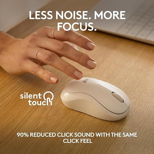 Logitech M240 Silent Bluetooth Mouse, Wireless, Compact, Portable, Smooth Tracking, 18-Month Battery, for Windows, macOS, ChromeOS, Compatible with PC, Mac, Laptop, Tablets - Off White thumbnail 3
