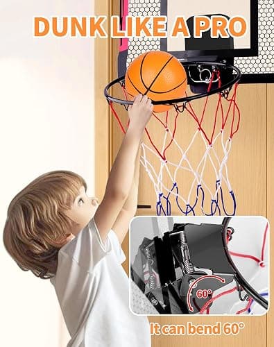 Basketball Hoop Indoor Mini for Door with Automatic Scoring and 4 Basketballs for Kids and Adults thumbnail 4