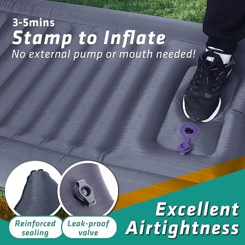TREKOLOGY Sleeping Pad for Camping - Infaltable Mat – 73.2"x 29.9" Premium with Built‑in Pump, Neck‑Support Pillow, Thick 4.9" Height – Ultralight Sleep Pad for Tent, Backpacking & Travel thumbnail 5