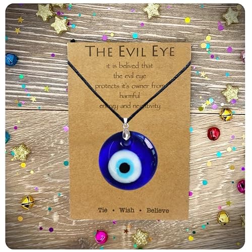 Long tiantian Evil Eye Necklace for Women Evil Eye Pendant Protection Necklaces for Men Leather Rope Glass Inspirational Jewelry Lucky Amulet Necklace thumbnail 2