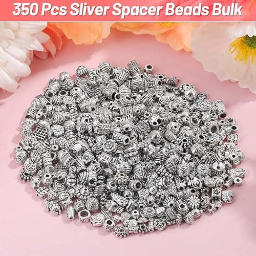 500 Pcs Bracelet Spacer Beads, Silver Bulk Random Styles Loose Spacer Metal Charm for Necklace, Earring Making DIY Jewelry Accessories thumbnail 3