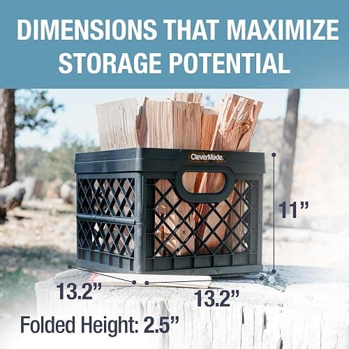 CleverMade Collapsible Milk Crate, Black, 3PK - 25L (6 Gal) Stackable Storage Bins, Holds 50lbs Per Bin - Clevercrates are Heavy Duty, Plastic Collapsible Storage Crate for Multi Purposes thumbnail 2