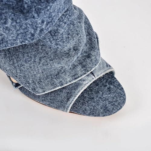 sexytag Women's Peep Toe Booties Slouchy Stiletto Kitten Heel Shark Boots Open Toe Back Zipper Fashion Ankle Short Boot thumbnail 2